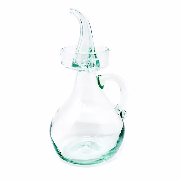 aceitera mallorquina de vidrio transparente y sistema antigoteo