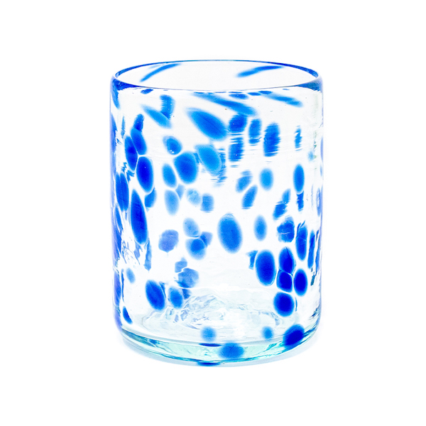 dots blue glass - Vaso de Vidrio Confetti Azul
