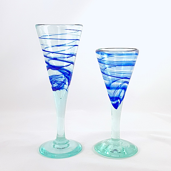 copa vidrio aguas azul lafiore