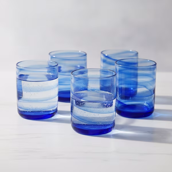Lafiore Creative & Select Store Mallorca Set 6 vasos de vidrio soplado mar azul