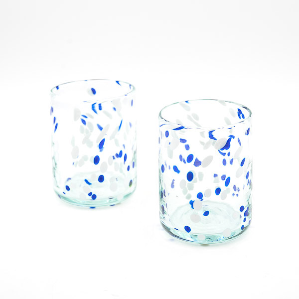 vaso confetti azul blanco - Lafiore Creative & Select Store Mallorca - Vidrio Soplado, Decoración e Iluminación en Mallorca