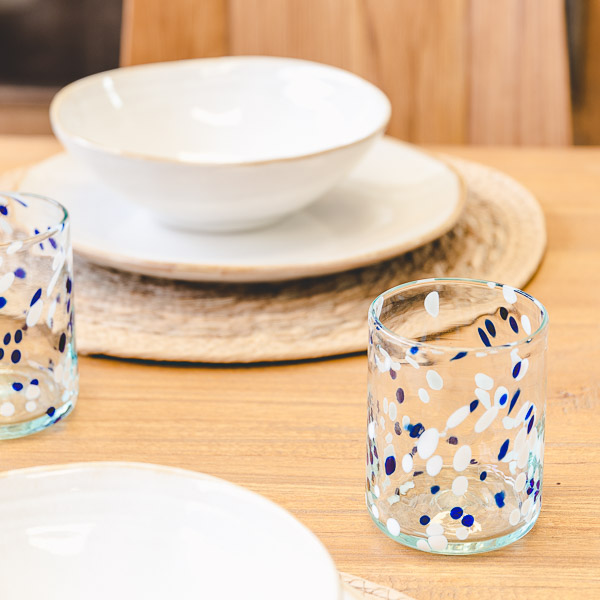 vaso confetti azul blanco lafiore - Lafiore Creative & Select Store Mallorca - Vidrio Soplado, Decoración e Iluminación en Mallorca