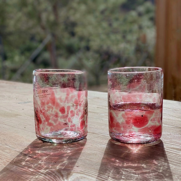 vasos de vidrio soplado hechos a mano en Mallorca