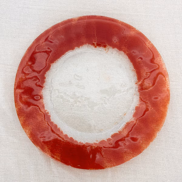 plato plano de vidrio color rojo