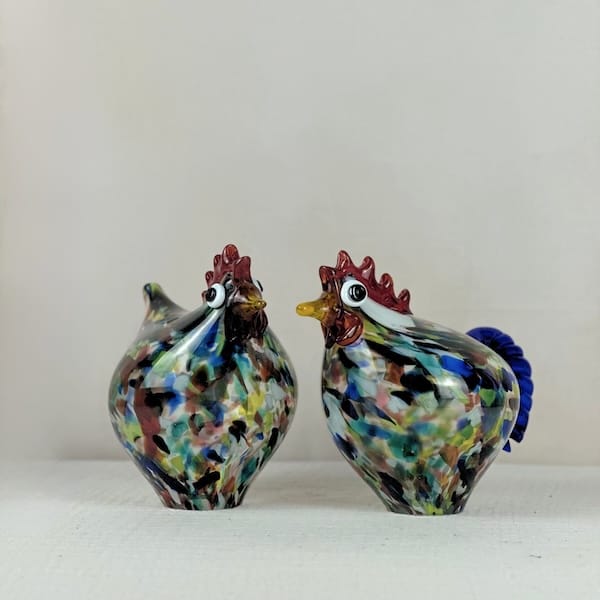Lafiore Creative & Select Store Mallorca Pareja de Gallo y Gallina de vidrio artesanal hechas a mano en Mallorca