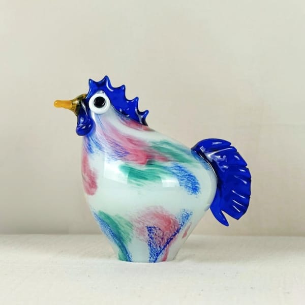 figura animal de gallo de vidrio