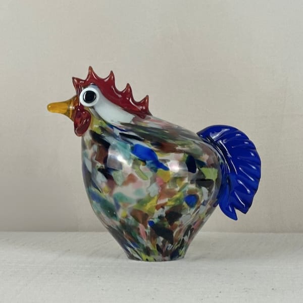 Gallo decorativo de vidrio soplado de mallorca