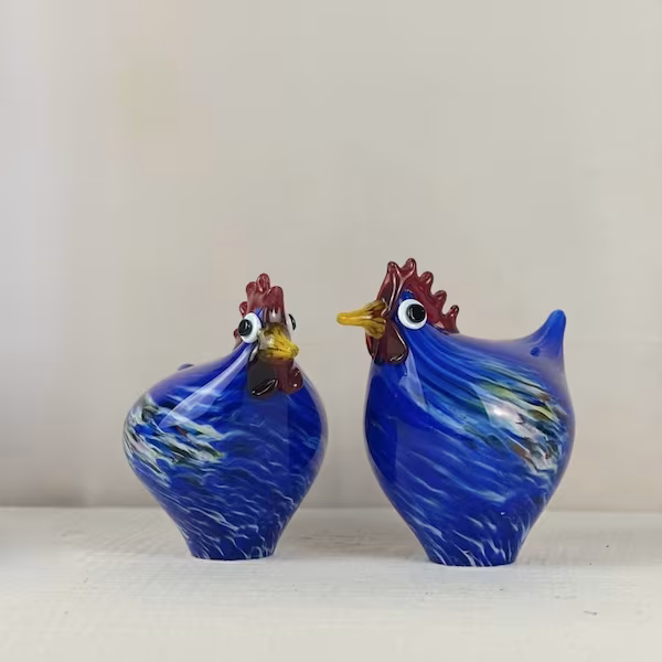 Pareja de Gallinas color azul