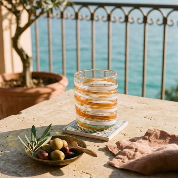 Lafiore Creative & Select Store Mallorca Vaso Naranja y Blanco Filat - Imagen 3